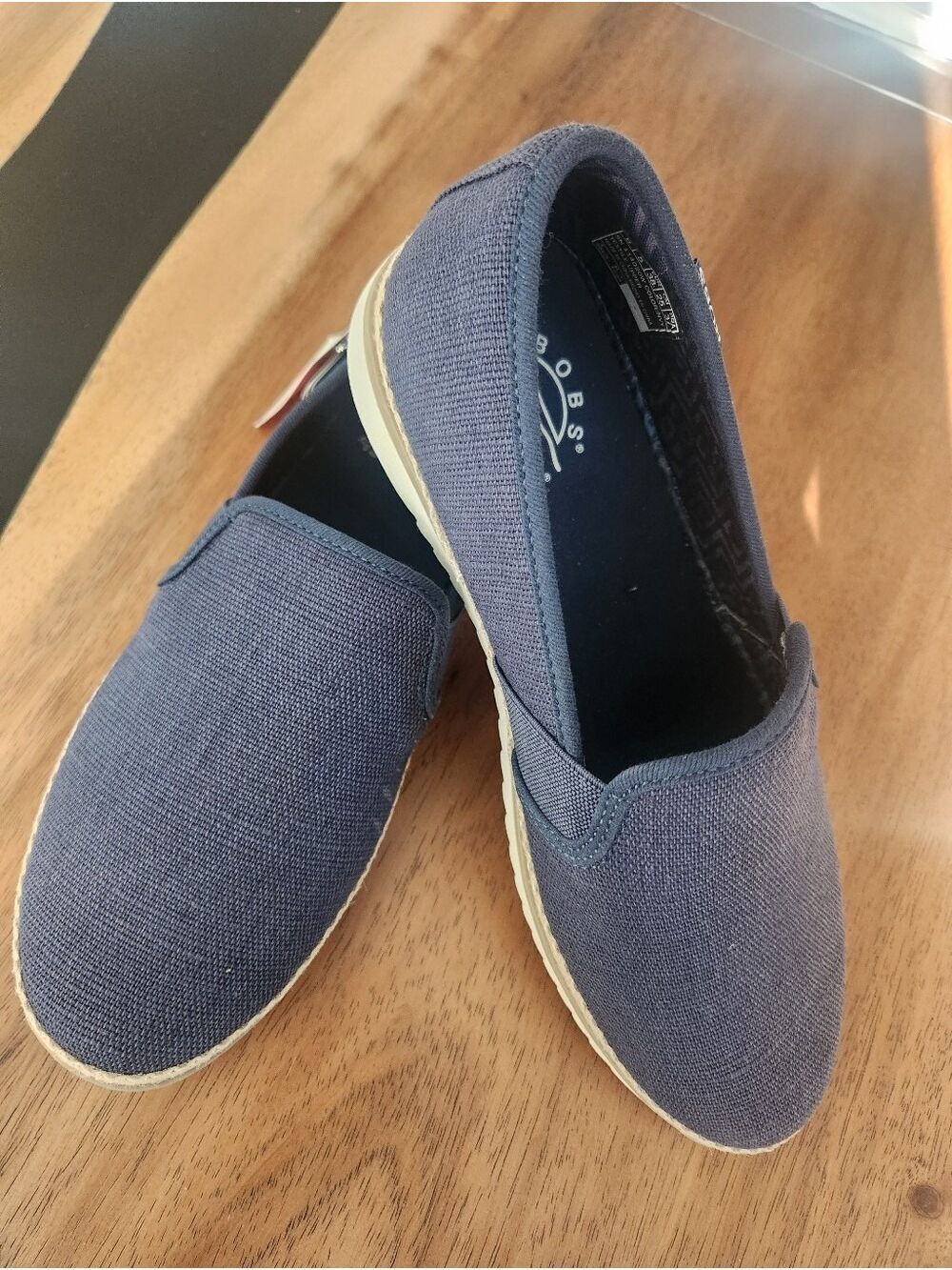 WOMEN'S SKETCHERS BOBS FLEXPADRILLE NAVY BLUE ESPADRILLE FLATS 8 WIDE NIB